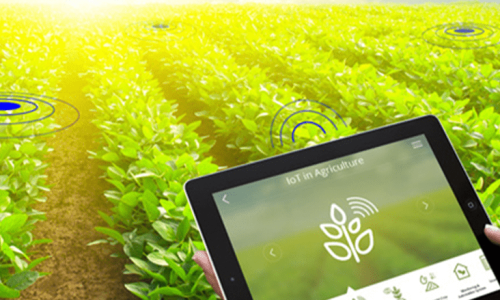 Hand-using-device-with-stats-and-crops-in-the-background